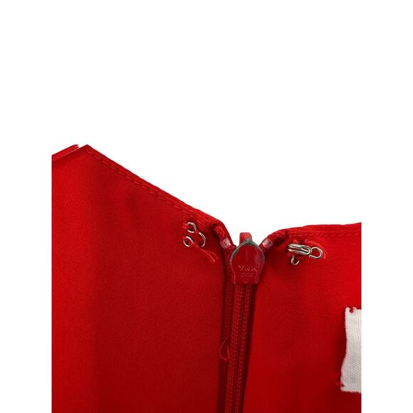 Fame and Partners Dress Orange Long Sleeve Tie Front Cocktail Midi Party Size 6 - Picture 5 of 15